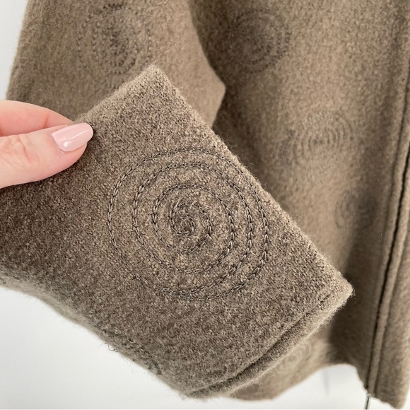 Carol Little Vintage Boiled Wool Spiral Detail Zip Pockets Unlined Jacket Casual - Picture 2 of 12